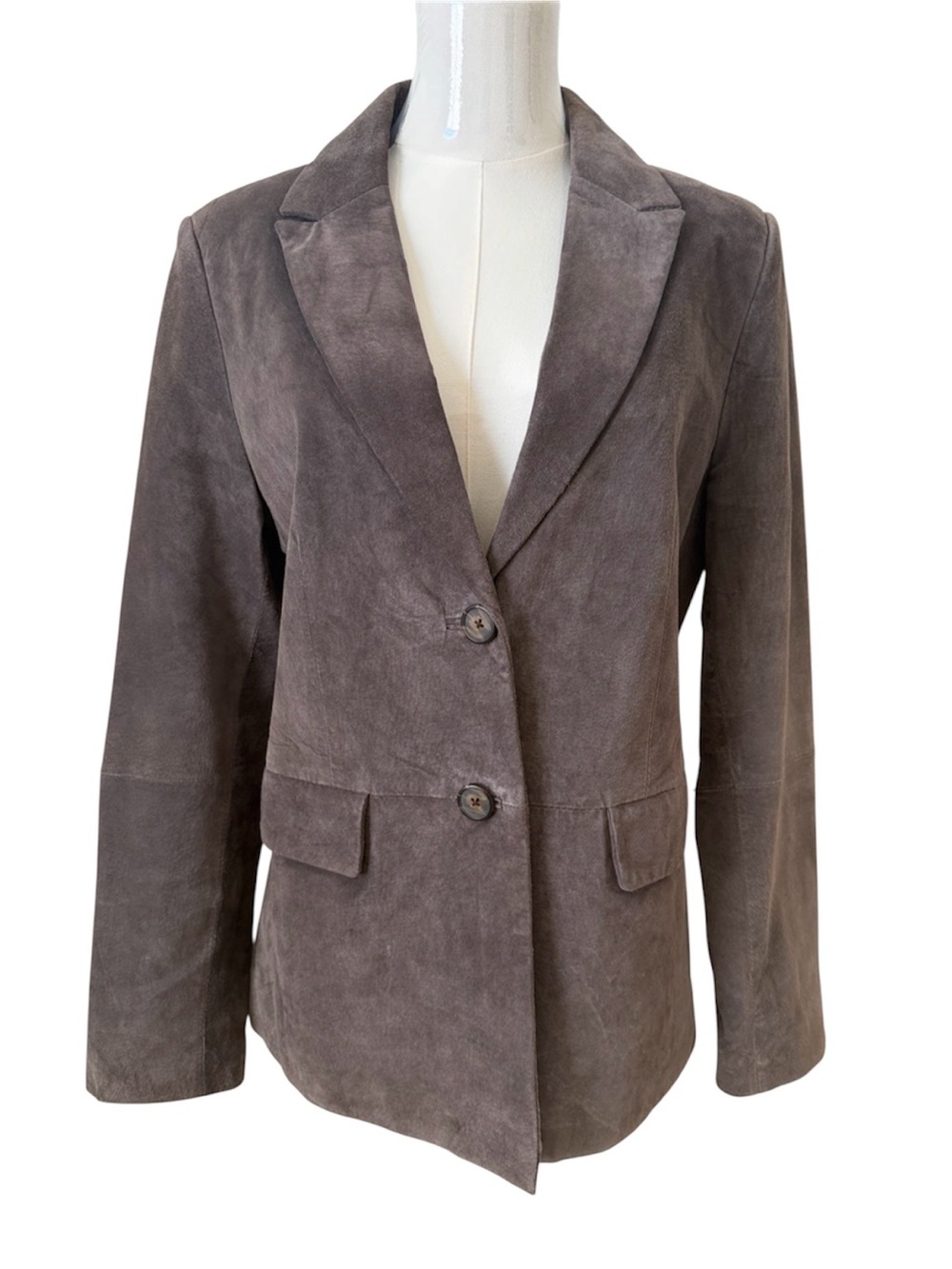 • VTG Jaclyn Smith Grey Genuine Suede Leather Blazer Jacket Size 12